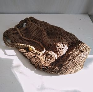 Summer drawstring woven bag natural colors